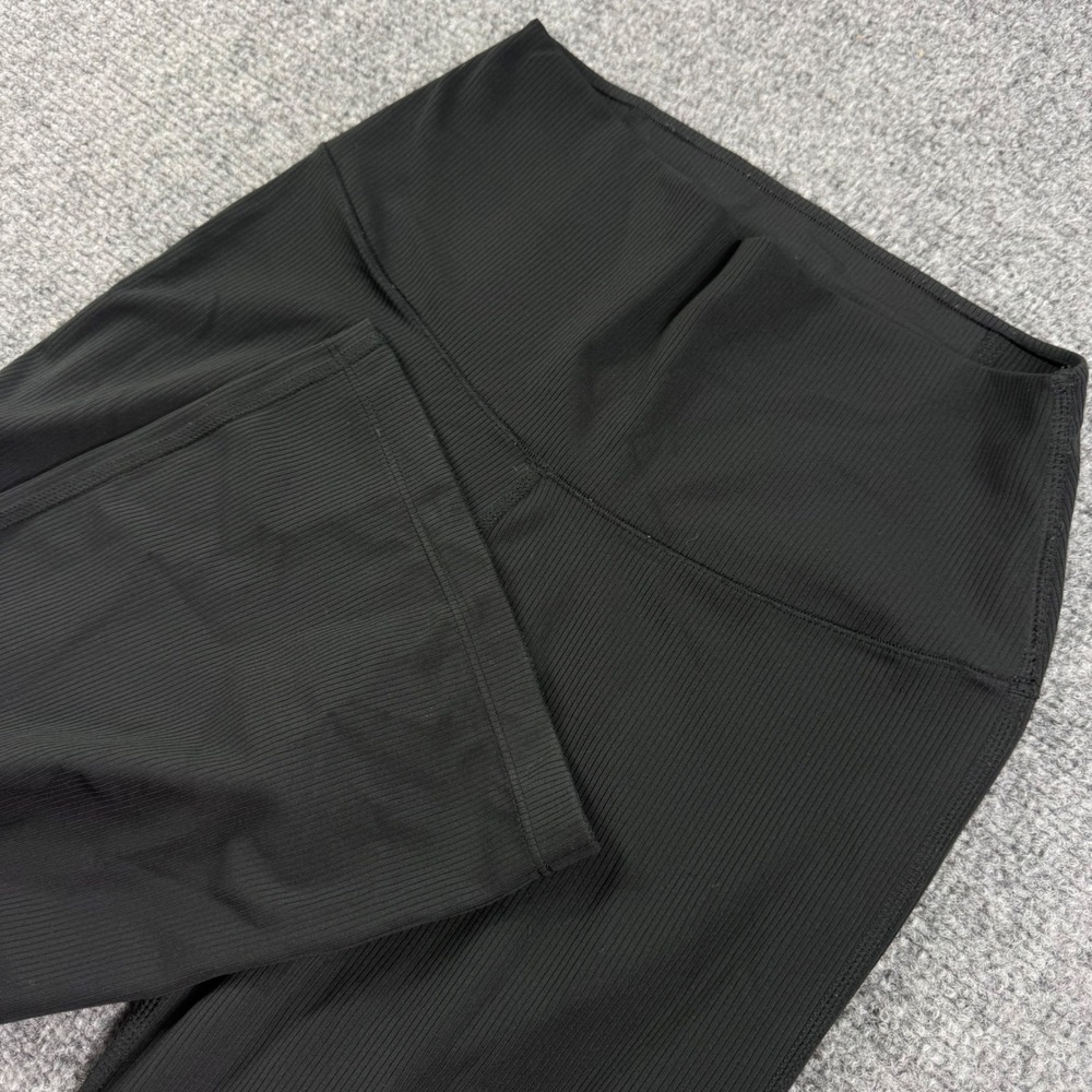 Uniqlo AIRism Ribbed Flare Leggings S Black High Waist Yoga Pants Womens